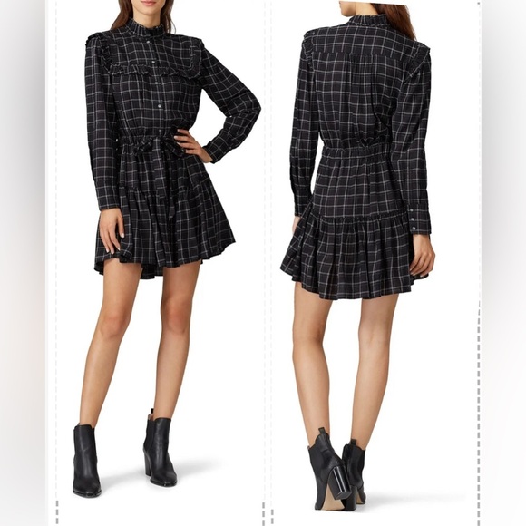 Rebecca Taylor Check Ruffled Dress Size M - Picture 1 of 5